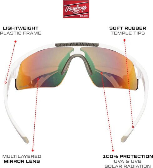 Rawlings Baseball Sunglasses, Softball Sunglasses, Unisex Fit for Ages 10 to Adult, Cycling Sunglasses
