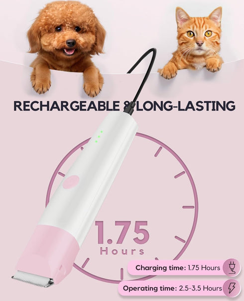 Roiffcly 4 1 Trimmer Trimming Dog Clippers Grooming Kit, in Quiet Cordless Dog Paw & Nail Grinder, Small Cat Clippers