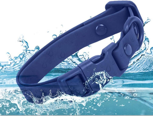 Silicone Dog Collar, Waterproof PVC Rubber, Washable Quick Release Buckle for Small Medium Large Dogs, Durable Purple M