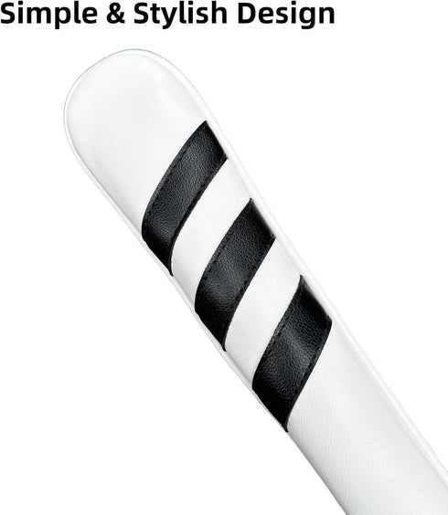 Golf Alignment Stick Cover - Chilxe White Synthetic Leather Headcover for Alignment Stick, Basic Golf Accessories