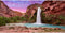 AWERT 72x18 inches Durable Polyester Reptile Habitat Background, Sunset Mountain Waterfall Terrarium Background