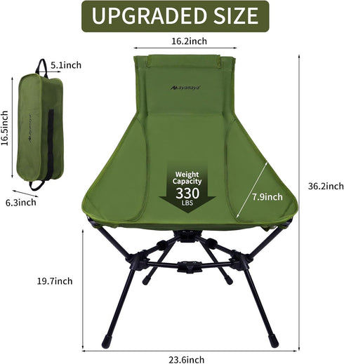 AYAMAYA Ultralight Folding Camping Chair - High Back with Sturdy Aluminum Frame
