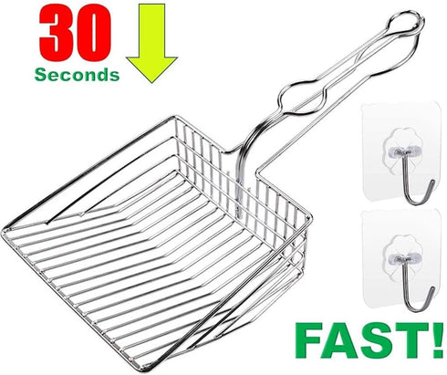 Jumbo Cat Litter Scoop Metal, Solid Metal Sifter with Holder, Cat Urine Scoop, Litter Scooper Holder