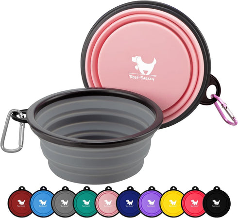 Rest-Eazzzy Large Collapsible Dog Bowls, 2-Pack 1000 ml Portable Water Bowl for Dogs Cats, Foldable Feeding Dish with