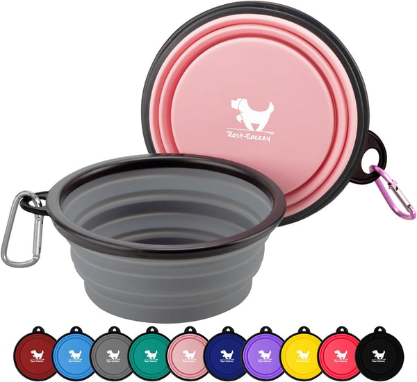 Rest-Eazzzy Large Collapsible Dog Bowls, 2-Pack 1000 ml Portable Water Bowl for Dogs Cats, Foldable Feeding Dish with