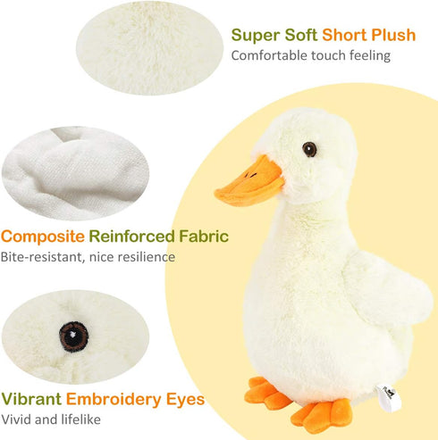 12'' Pawaboo Squeak Plush Duck Dog Toy, Large Super Soft PlushStuffed Duck-Shaped Pet Toys, Crinkle Paper Rattle Pet