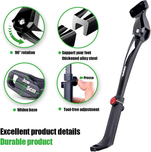 RBRL Bike Kickstand, Aluminium Alloy Adjustable Bicycle Stand for 24''-29'' Mountain Bike/Road Bike