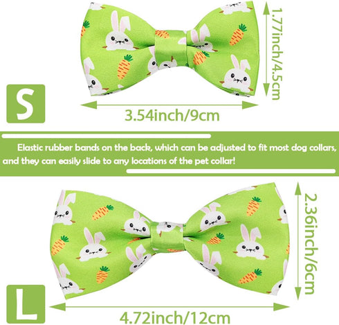 PET SHOW 10pcs Easter Day Small Dog Bow Ties for Medium Dogs Puppies Rabbit Cat Detachable Bowties with Elastic Bands Attach to Collar Pet Grooming Collar Attachment Accessories (for M/L)