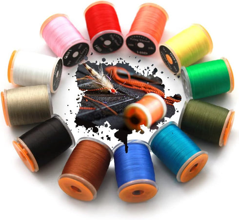 HERCULES 140D Fly Tying Thread 12 Colors Non Waxed Fly Tying Wires Materials Kits Fly Tying Tieing Supplies for Dry Wet Flies