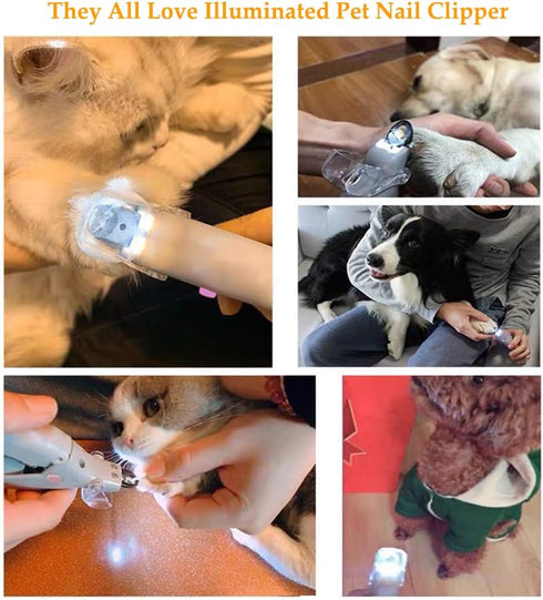 Illuminated Pet Nail Clipper with 5X Magnification, Safe LED Light Grooming Tool for Dogs and Cats