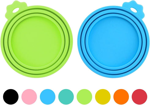 2 Pack Pet Food Can Lids, Silicone Food Can Covers for Dog and Cat, BPA Free/Food Safe/Universal, Green/Blue
