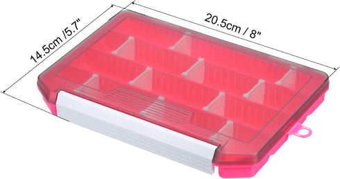 PATIKIL Pink Waterproof Fishing Lure Box, Plastic Tackle Accessory Storage Organizer Container