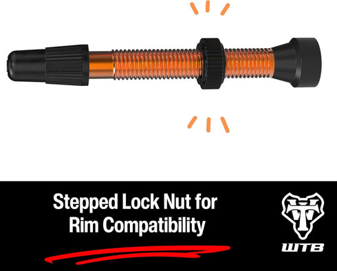 WTB Aluminum Tubeless Presta Bicycle Valve (2 Pieces, 46mm, Orange)