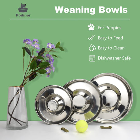 Stainless Steel Puppy Dog Bowls, Feeding Food and Water Dishes for Pets