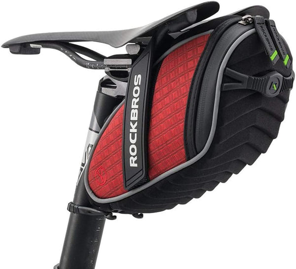 ROCKBROS Bicycle Saddle Bag - 3D Shell Under Seat Cycling Seat Pack for Mountain Road Bike - Red