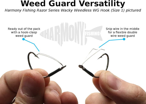 Harmony Fishing - Razor Series Wacky Weedless WG Hooks - Ultimate Bass Fishing Hooks for Wacky & Neko Rig