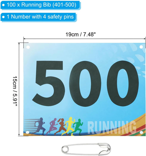 PATIKIL Tearproof Running Bib Numbers, Race Competitor Numbers with Safety Pin for Marathon Sports Game
