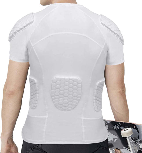 Padded Football Shirt with Chest Rib Protector and 6-Pads for Protective Gear