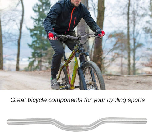 Mountain Bike Handlebar, Lightweight Aluminum Mountain Road Fixed Gear Handlebar 25.4mm (Silver)