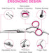 5 in 1 Dog Grooming Scissors Kit, Professional Grooming Scissors with Safety Round Tips, Titanium Coated for Dogs and