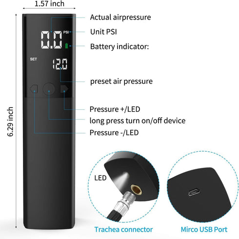 Pumteck Electric Ball Pump, Smart Air Pump Portable Fast Ball Inflation with Precise Pressure Gauge and Digital LCD