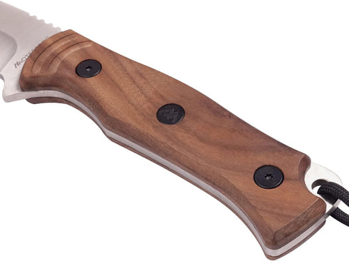 Fixed Blade Bushcraft Knife with Sheath, 8CR Full Tang Camping Hunting Knife with Wooden Handle