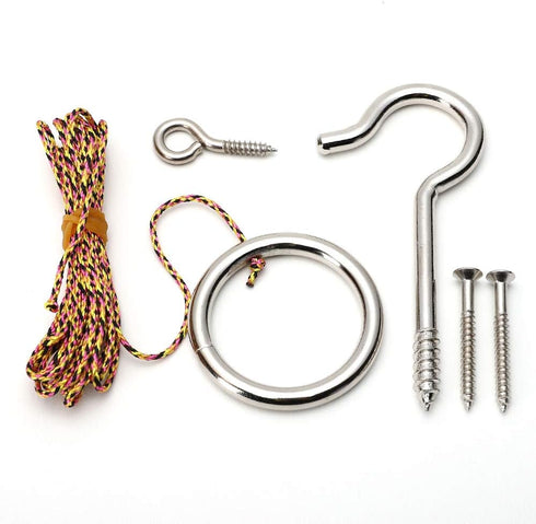 Hook and Ring Swing DIY Kit, Heavy-Duty Hardware and String Ring Toss Game for Indoor and Outdoor Use