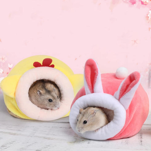 WTWU Set Winter Velvet Hamster House Guinea Pigs House Warm Nest Small Animal Nest Winter Warm Cage for Hamster Rodents