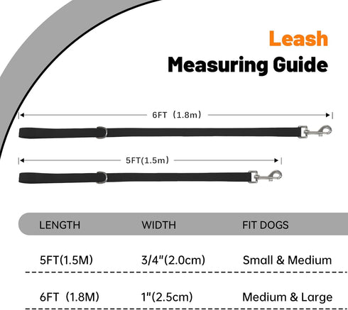 Waterproof Dog Leash, 5/6 FT Durable Odor-Proof Leashes with Strong Metal Hooks for Small, Medium, or Large Dogs