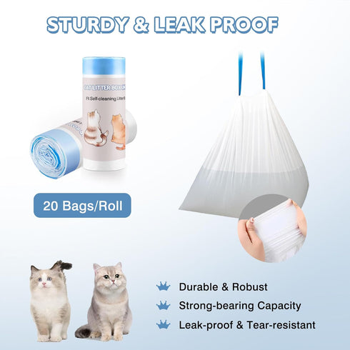 Joddguu 100 Count MW-SC01/MW-SC02/MW-LR01, -18" 12.6" Self-Cleaning Cat Litter Box Liners Compatible With Drawstring