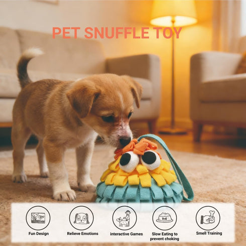 HEAT PAWS Pinecone Pet Snuffle Toy with BB Squeaker & Crinkle Paper | Interactive Hide and Seek Food Puzzle Toy |