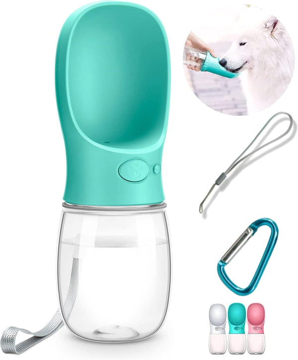 Dog Water Bottle, Leak Proof Portable Pet Water Dispenser for Dogs, Puppy Drinking Feeder for Travel, Teal 12oz