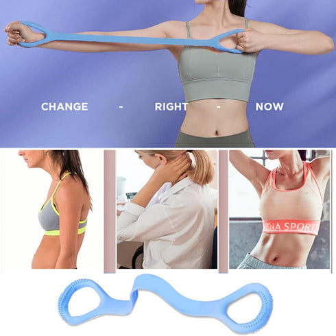 HUICHAI Figure 8 Fitness Resistance Band with Handles, Pure Barre Workout Chest Arm and Shoulder Stretch Bands Exercise Equipment, Blue by Kvittra