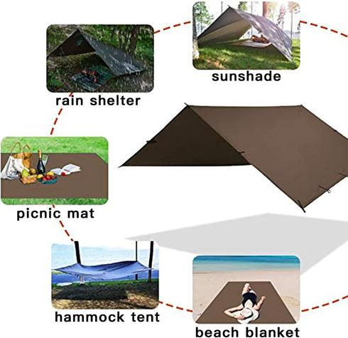 KALINCO Camping Tarp Waterproof, 10X12FT Hammock Rain Fly Tent for Backpacking & Hiking