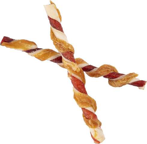 Good'n'Fun Triple Flavor Twists, Dog Chew Sticks, 70 Count of Premium Chicken and Beef Hide Treats