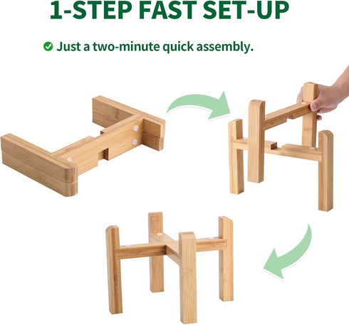 Elevated/Raised Dog Bowl Wood Stand for Medium Large Breed, 7.67 in Wide Dog Food Water Dish Holder, Non-Slip Height