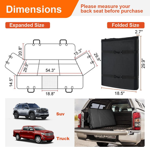 F150, RAM1500,Silverado,GMC Vailge Dog Car Seat Cover for Trucks,Large Back Seat Extender for Dogs,Waterproof Non