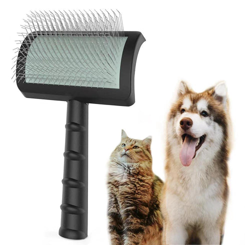 Large Slicker Brush for Dogs & Cats, Extra Long Pin Shedding Brush for Long Haired Pets, 25mm (1"), Black