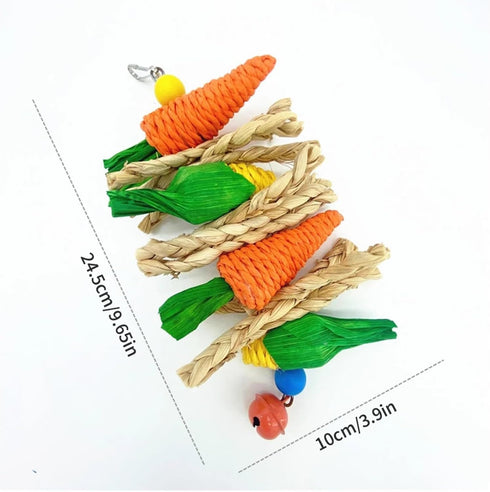 Genrico Accessories(1PC Small Pet Chewing Toy Hamster Rabbit Hand Woven Carrot Corn Vine Ball Birdcage Hanging Random