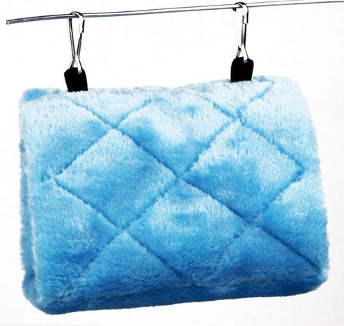 Pet Bird Nest Hammock Hanging Cave Bed - Plush Snuggle Happy Hut Tent (Small, Blue)