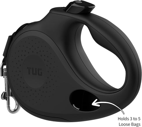 TUG Oval 360° Tangle-Free Retractable Dog Leash, Flashlight Included, Integrated Waste Bag Dispenser, Large