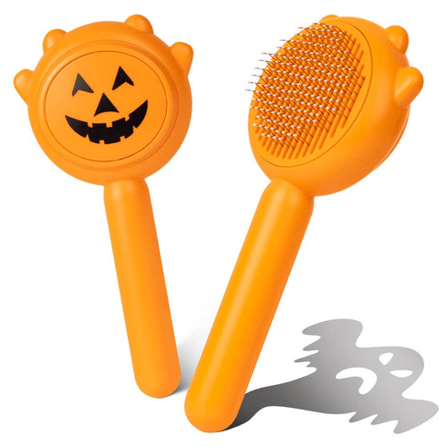 Awpland Pumpkin Cat Brush with Release Button, Pumpkin Shape Self-Cleaning Hair Brush for Dogs Cats and Rabbits