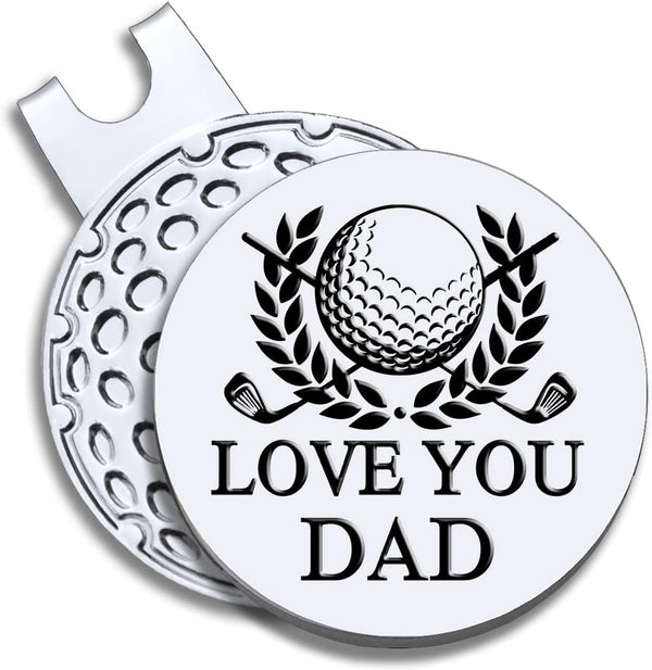 Love You Dad Golf Ball Marker with Magnetic Hat Clip, Funny Golf Gift for Men