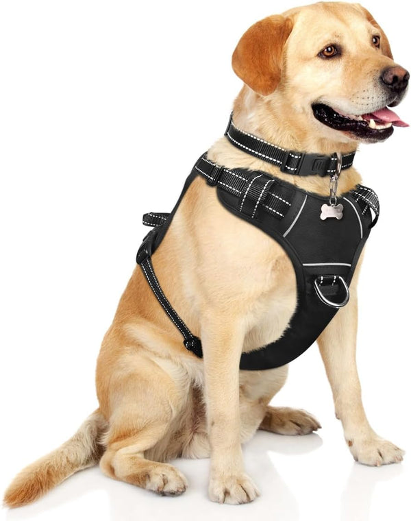 WINSEE Dog Harness No Pull with Collar, Adjustable Reflective Oxford Vest, Front/Back Leash Clips for All Dog Sizes