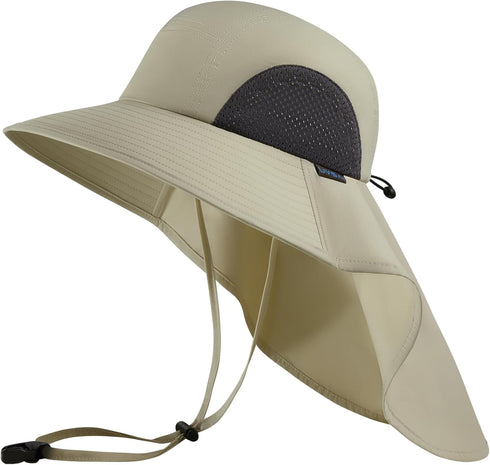 UPF 50+ Foldable Sun Hats, Wide Brim with Large Neck Flap for Men and Women, UV Protection