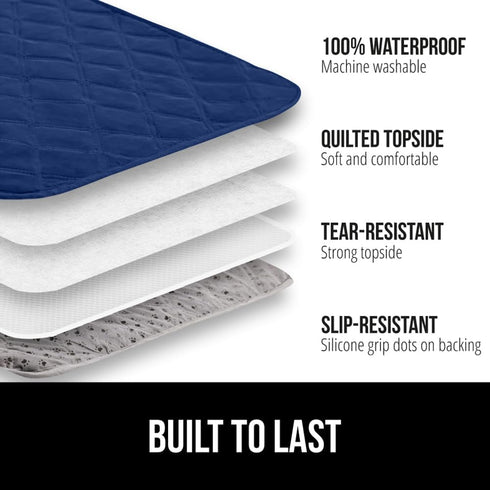 Gorilla Grip 100% Waterproof Dog Blanket, Pet Friendly Throw Essential for Small Dogs, Tear and Slip Resistant Leakproof Washable Couch Cushion Bed Protector Cover for Indoor Furniture, 40x50 Navy by Gorilla Grip