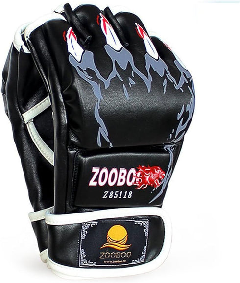 ZooBoo MMA Gloves, Half-Finger Boxing Fight Gloves with Adjustable Wrist Band, One Size Fits Most