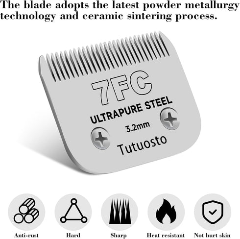 7FC Clipper Blades, Pet Grooming Replacement Blades Compatible with Andis, Wahl, Oster Dog Clippers