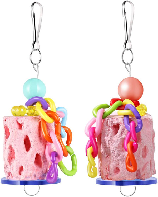 POPETPOP 2 Pcs Bird Chewing Toys - Beak Grinding Stone for Parakeet Treats, Teeth Grinding Chew Toy for Parrot,