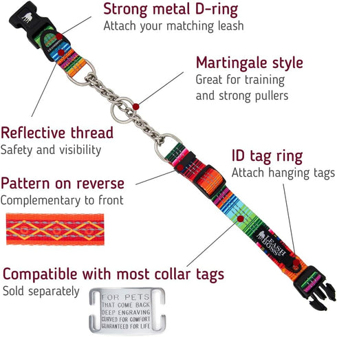 Leashboss Martingale Collar for Dogs - Reflective Nylon Training Collar for Large, Medium, and Small Dogs